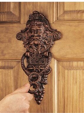 Cast Iron King of the Sea Poseidon Door Knocker.